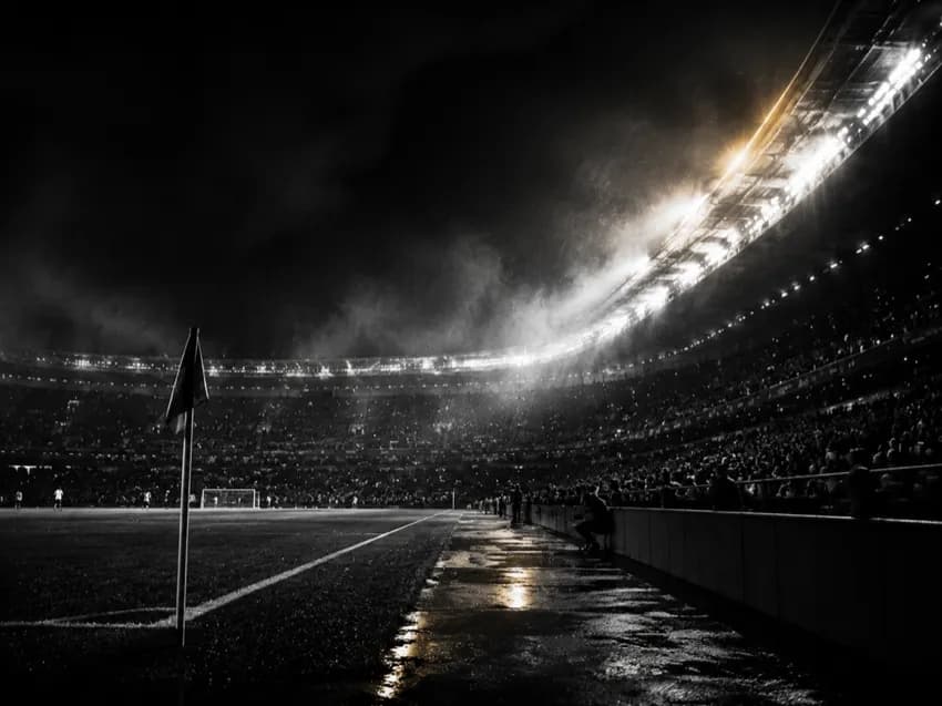 Floodlit football stadium